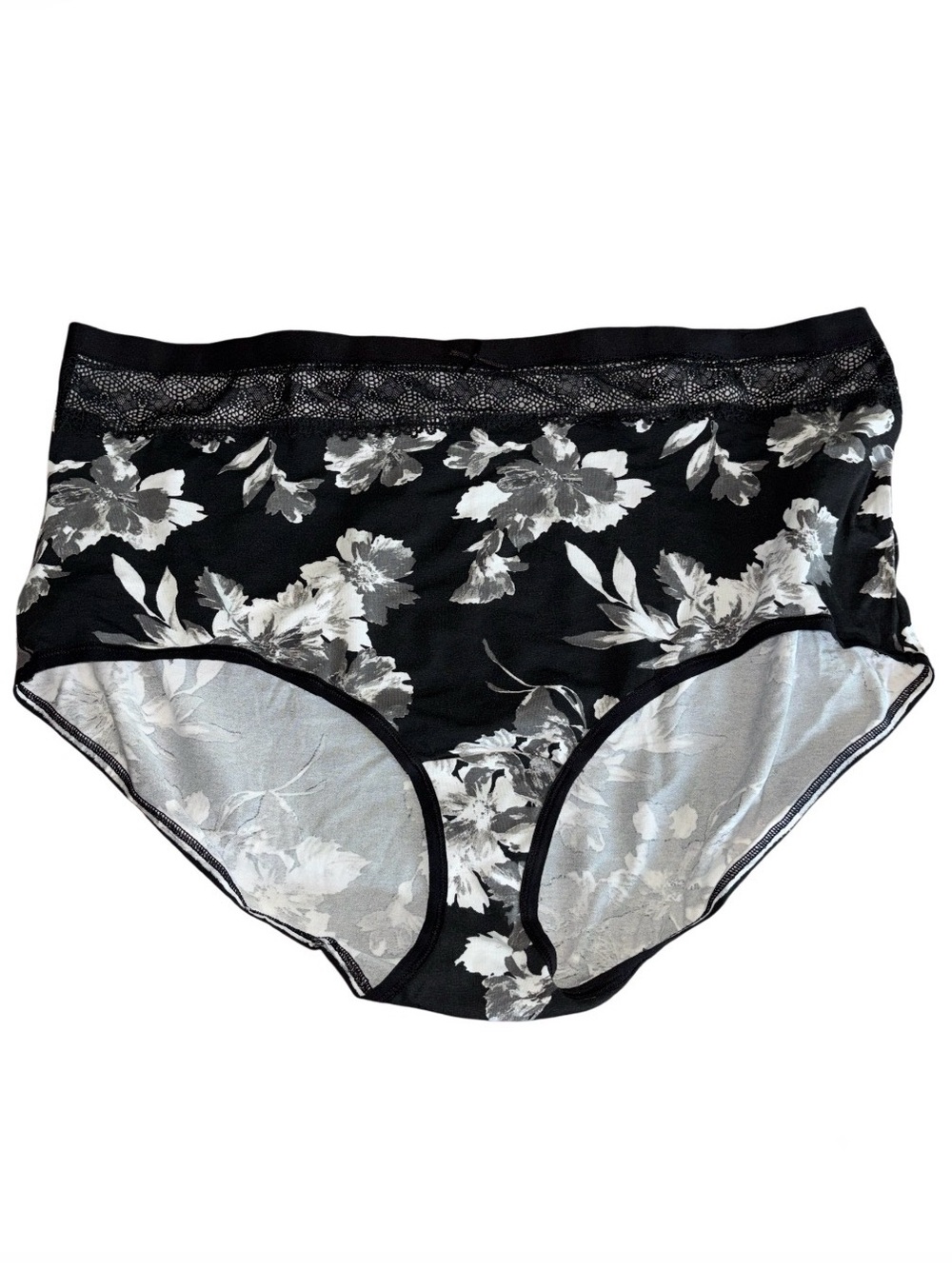 3/$25 Lane Bryant CACIQUE Cotton Full Brief in Black Floral sz 26/28